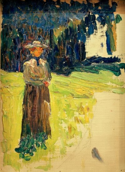 Stehende Dame am Waldrand von Wassily Kandinsky